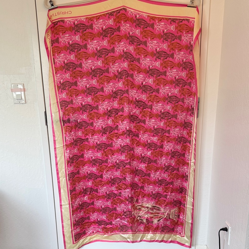 Christian Audigier Pink and Cream Patterned Wrap/Scarf